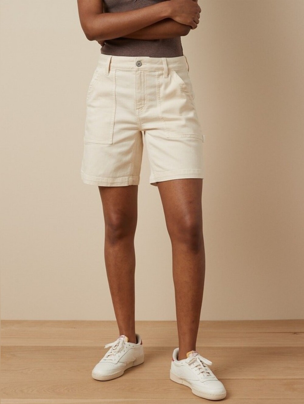 ❣️NWT American Eagle Outfitters AE Dreamy Drape Carpenter Short In Cappuccino, 4